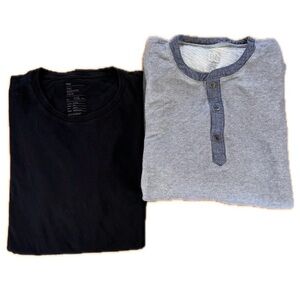 Gap Men’s Lot 2 Waffle Thermal Henley Button Long Sleeve Crew Neck + T-shirt XXL